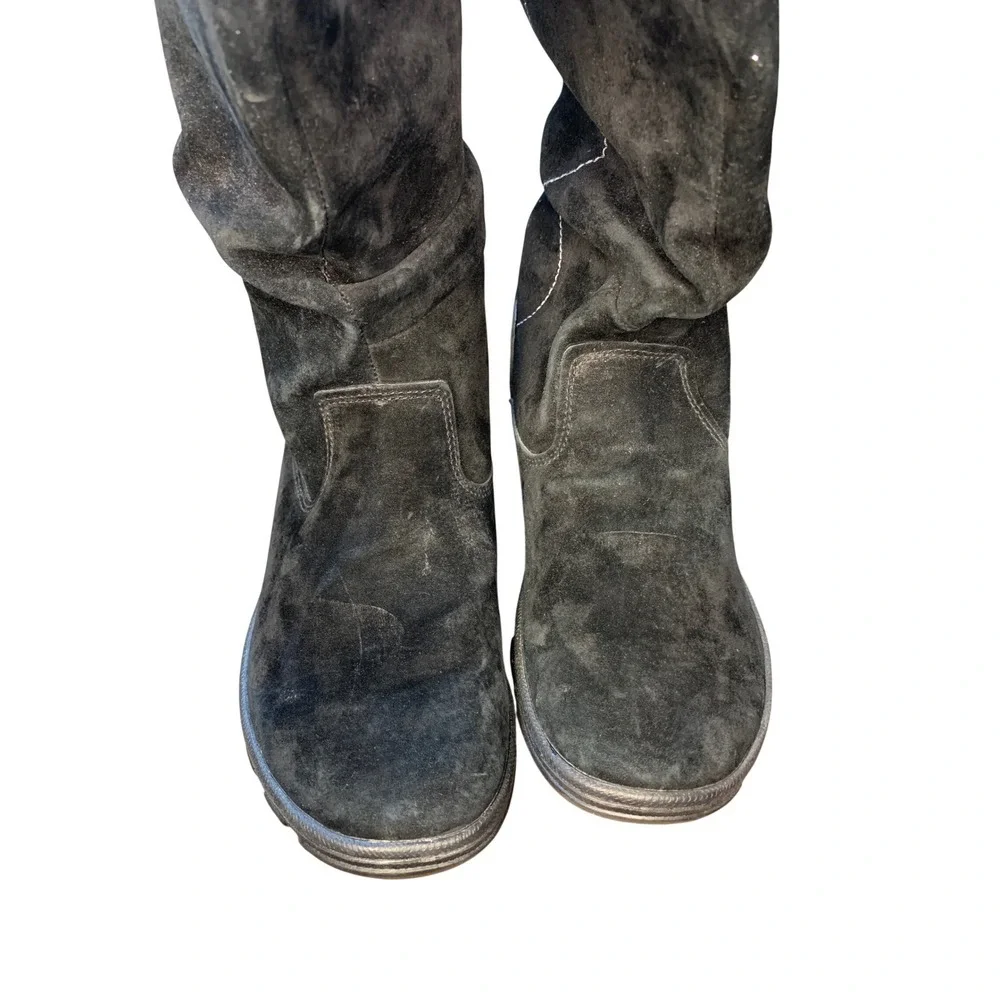 Caterpillar Black Suede Fur Lined Winter Boots Women Warm Cozy‎ Knee High Size 9